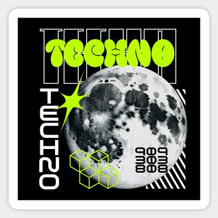 TECHNO - Y2K planet (lime) Sticker